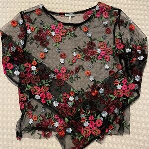Kimchi Blue Floral Embroidered Mesh Long Sleeve